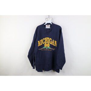 Vintage 90s Mens Large Thrashed University of Michigan Crewneck Sweatshirt USA